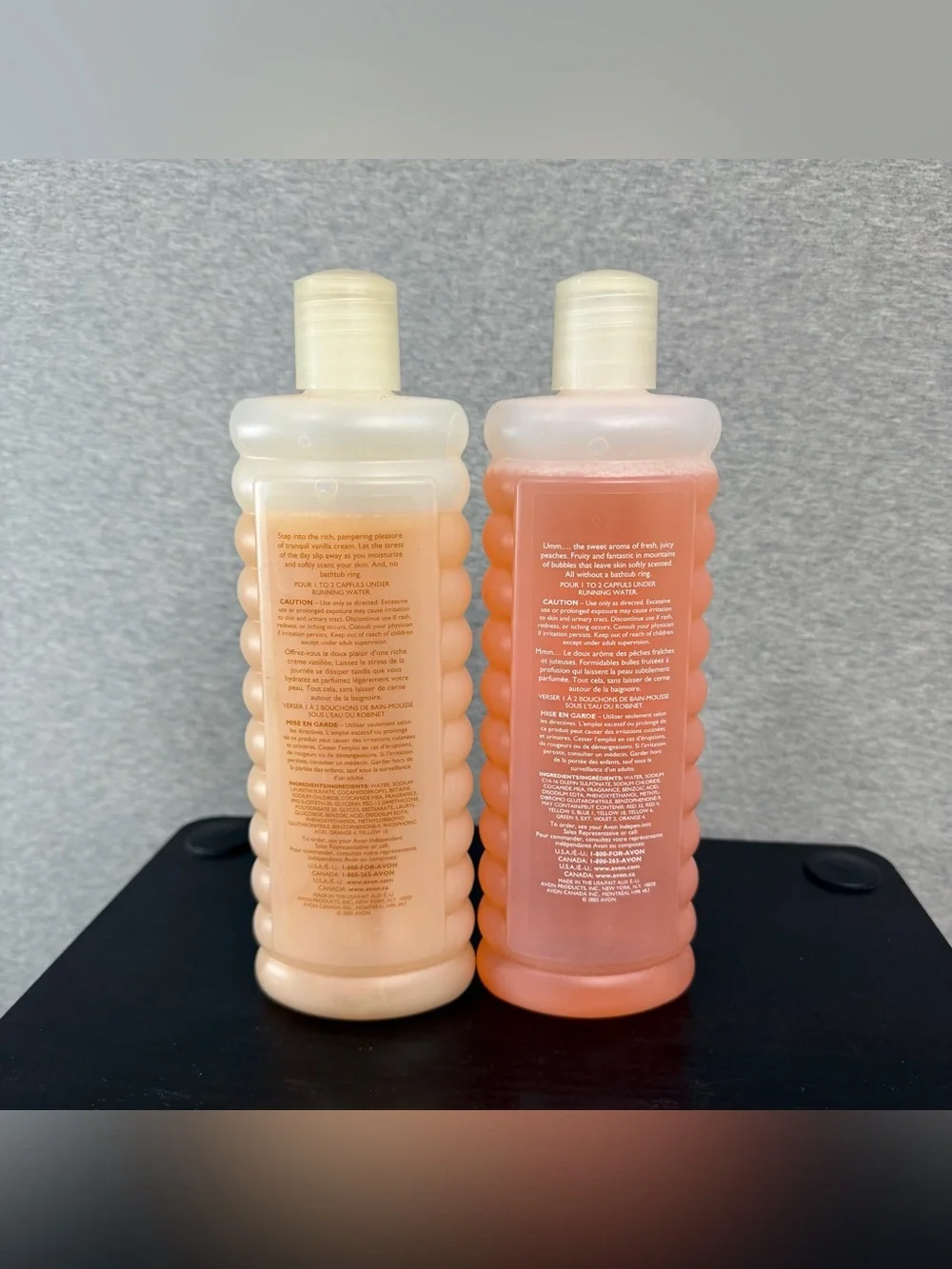 Avon NOS Bubble Bath Bain Mousse Lot Of Two Vanilla Cream Fresh Peach 16 oz Read